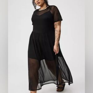 Torrid Mesh Black Sheer Maxi Dress